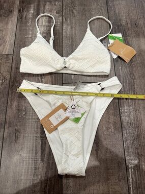 White Eyelet Triangle Bikini Set